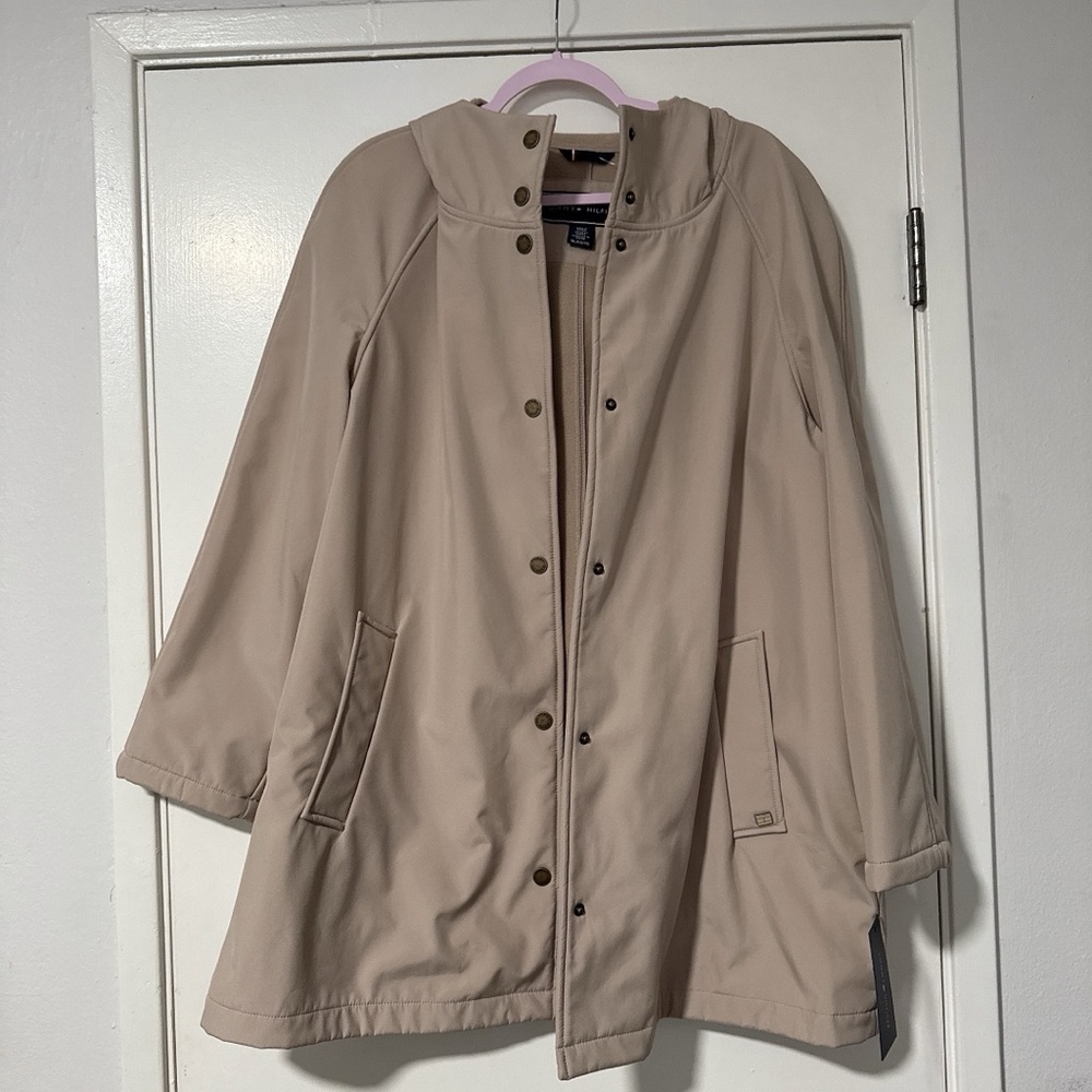 Tommy Hilfiger Tan Hooded Trench Coat